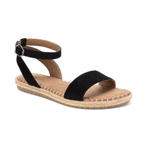 Style & Co Women's 6 Black & Tan Ankle-Strap Espadrille Flat Sandals NIB